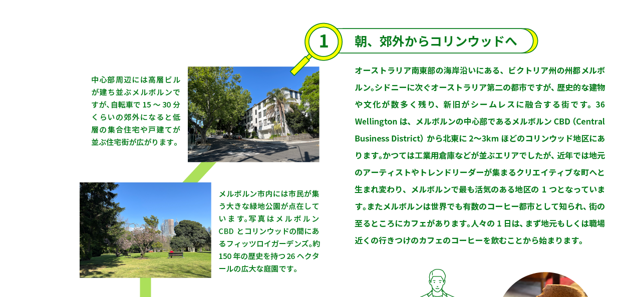 1.朝、郊外からコリンウッドへ