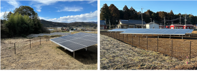 休耕地を活用して設置されているオフサイトPPAの太陽光発電設備