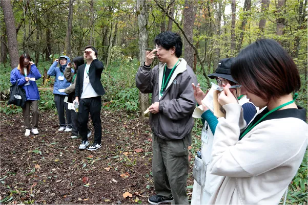 生き物の視点で森を観察する様子